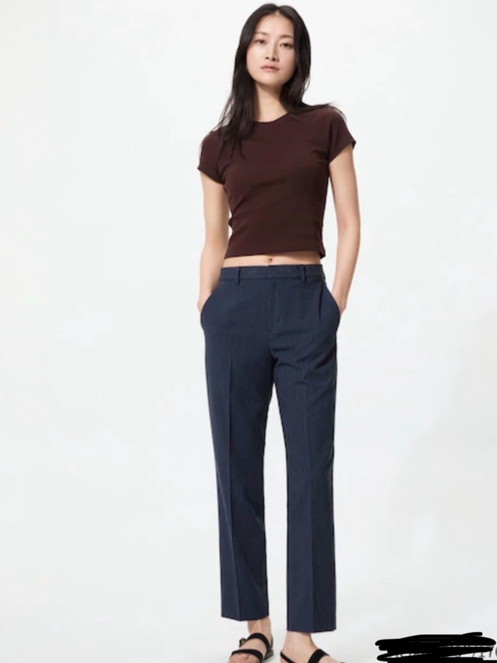Uniqlo Navy Pinstripe Ankle Pant